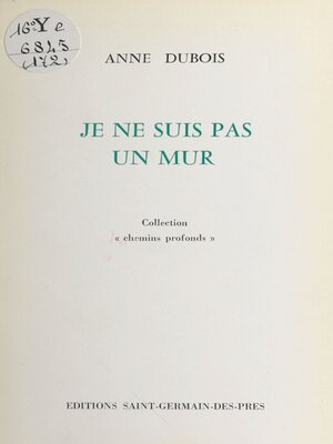 cover image of Je ne suis pas un mur